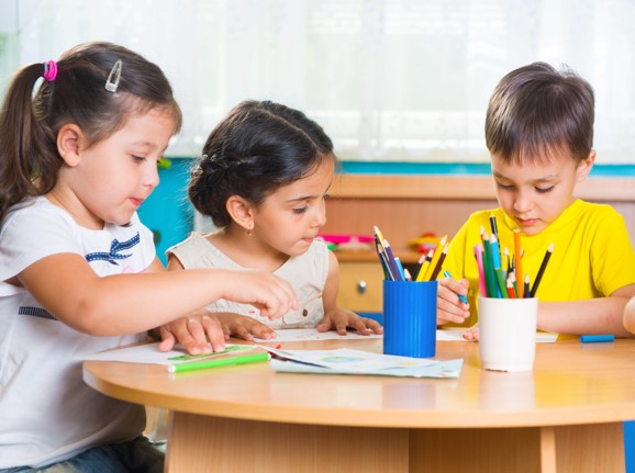 3 Children at Art Table